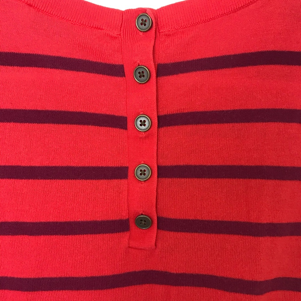 LOFT | Sweater Top Short Sleeve Button Back Stripe - Picture 3 of 6